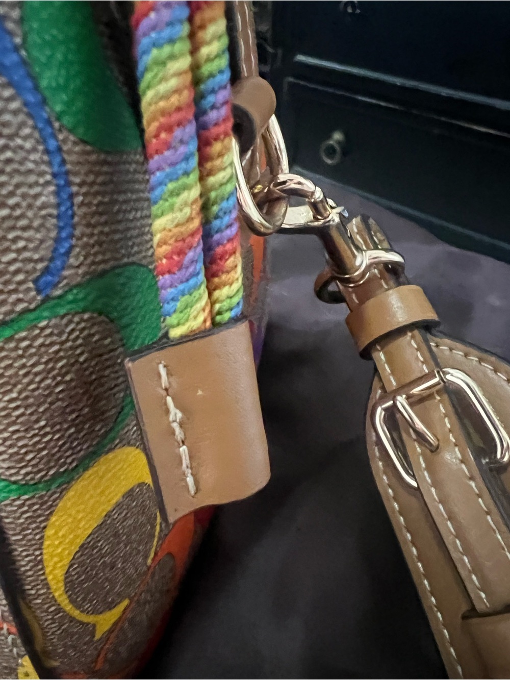 Coach Rainbow Logo Leather Rowan Purse - Picture 7 of 10